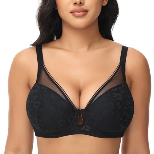 Image of FallSweet Push Up Lace Bras for Women Underwired Padded Add one Cup Sexy Bra(Black,38B)