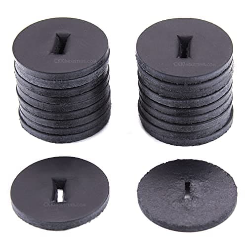 Image of Cowhide Leather Handle Washers - Round w/Slot - (1.50 x .125) - (Black) - USA Made - (for Knife Making & Hobby) - (20 Pack)
