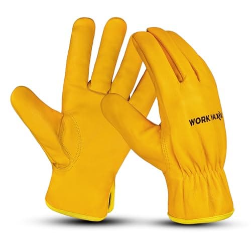 Image of WORK MAXX Gardening Gloves Leather – Heavy Duty Thorn Proof Gardening Gloves for Men & Women, Breathable & Lightweight Work Gloves with Strong Grip (MUSTARD, XL)