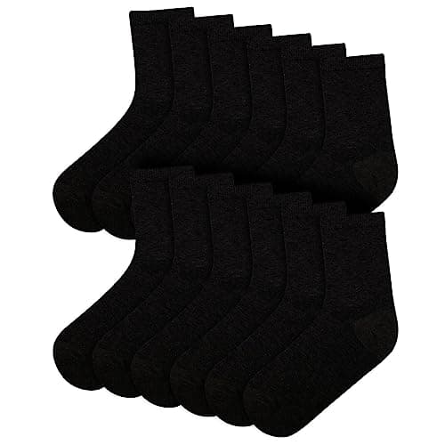 Image of A2Z 4 Kids Boys Girls Children Kids Back to School Cotton Rich Plain Ankle - Socks 970 6 Pack Black 10-14