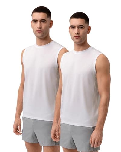 Image of DANISH ENDURANCE Tank Top for Men, Gym Running Vest, Athletic Sleevless Tshirt, 1 or 2 Pack, White 2-Pack, Large