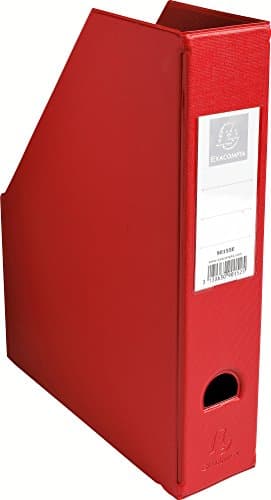 Image of Exacompta - Ref 90155E - PVC Magazine File - Suitable for Storing A4 Documents,70mm Spine, Construction from 2mm Rigid PVC, Finger Hole & Label on Spine -Red