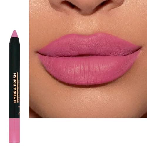 Image of Sakura Pink Lipstick, Matte Velvet Lip Balm Lip Liner 2 in 1, Rose Lip Tinted Long Lasting Waterproof Lipliner, High Pigmented Lipsticks Pencil Set, Non-stick Cup Gifts for Women