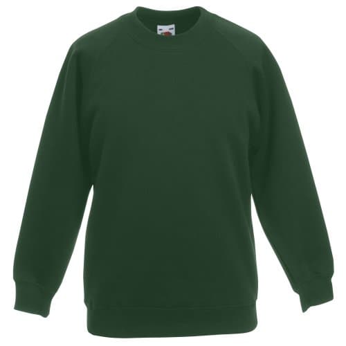 Image of Fruit of the Loom Unisex Kids Raglan Classic Sweater, Bottle Green, 3-4 Years (Manufacturer Size:22)
