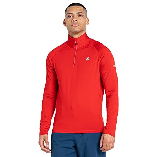 Image of Dare 2b Men's Stretch, Lightweight, Quick Drying, Half Zip Chin Guard Inside Fuse Up II Core Stretchetch, Danger Red, XS UK