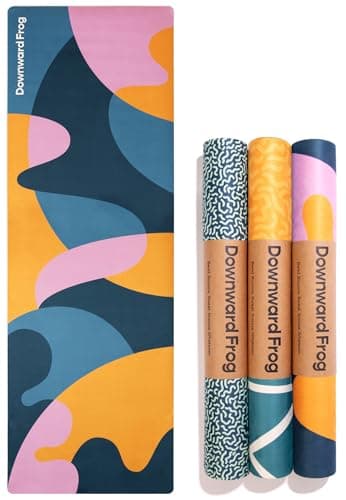 Image of Downward Frog Thick Eco Printed Yoga Mat & Pilates Mat for Women. Colourful Patterned Hot Yoga Mat – Natural Rubber, Cushioned, Heavy Duty, Studio Quality, Premium Pilates Mat for Bikram –Splobby 4mm