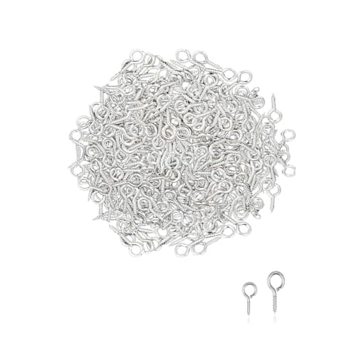 Image of Small Screw Eye Pins - 200PCS Silver Small Metal Eye Pins - mini Screw Eyelets - Eyes Pin Hook (8mm+10mm) (Silver)
