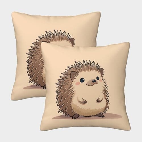 Image of UENDOKRNN Hedgehog with Invisible Zipper Pack of 2 Homeware Cushions Decorative Throw Pillow for Home Sofa Couch Office 45x45cm