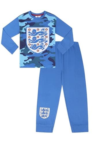 Image of Boys England Football Team Blue Camouflage Long Pyjama Set (5-6 Years)