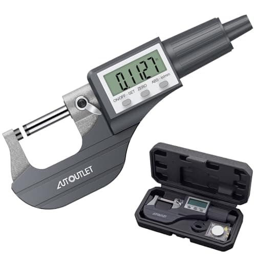 Image of AUTOUTLET 0~25mm/0-1" External Micrometer with Stainless Steel Anvil Electronic LCD Digital High Precision, Ratchet Force Device, Multiple Functions Ideal for Professional Measurement Tasks