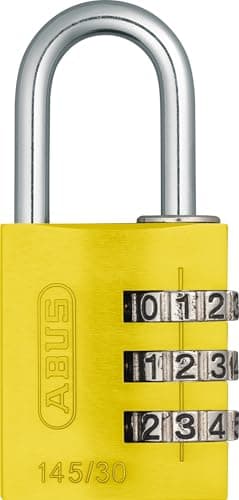 Image of ABUS Combination Padlock 145/30 Yellow - for Luggage, Cabinet etc - Aluminium Padlock - Individually Adjustable Numerical Code - ABUS Security Level 3