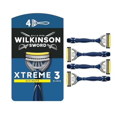 Image of Wilkinson Sword Xtreme 3 Ultimate Men's Disposable Razors, Ultimate Addition to Wash Bags for Men's Grooming, Great Shavers for Routine Shaving, 4 Pack