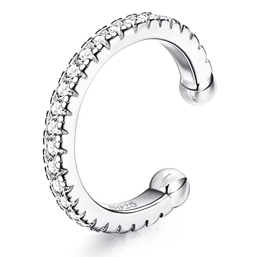 Image of ORAZIO 925 Sterling Silver Ear Cuff Earrings CZ Non-Piercing Fake Helix Cartilage Cuff Earrings Conch Gold Cuffs Earrings for Women Various Styles