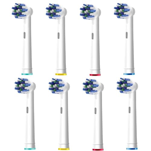 Image of 8pcs Cross Clean Replacement Heads Compatible with Braun Oral B Electric Toothbrush, White