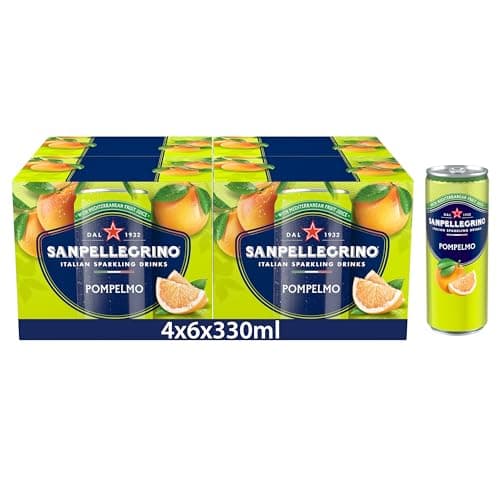 Image of San Pellegrino Italian Sparkling Drinks Tastefully Light Sparkling Grapefruit Canned Soft Drink 24 x 330ml | 70 kCals per Can