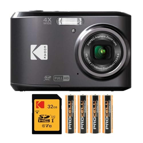Image of Kodak PIXPRO FZ45 Digital Camera (Black) Bundle with 32GB Class 10 UHS-I U1 SDHC Memory Card and AA High-Performance Alkaline Batteries (4-Pack) (3 Items)