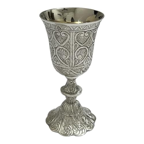 Image of Brass Wine Chalice Goblet Silver Plating Cup For Communion Medieval Inspired Harry Potter Chalice Goblet