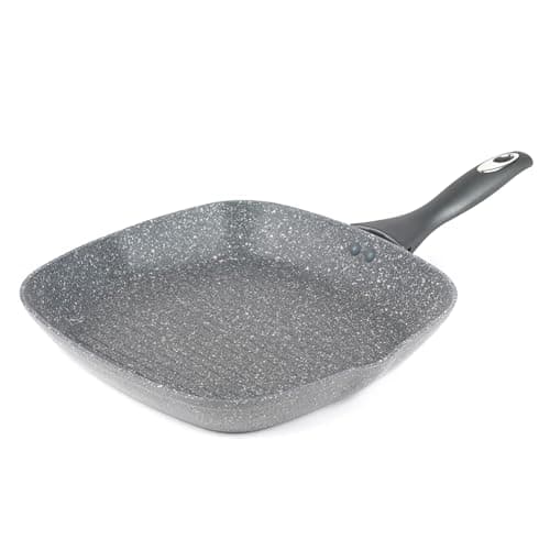 Image of Salter Marblestone 28 cm Grill Frying Pan – Non-Stick, Healthy Marble Effect Pan, PFOA-Free, Corrosion Resistant Forged Aluminium, Suitable for All Cooking Hobs, Dishwasher Safe, Stay Cool Handle