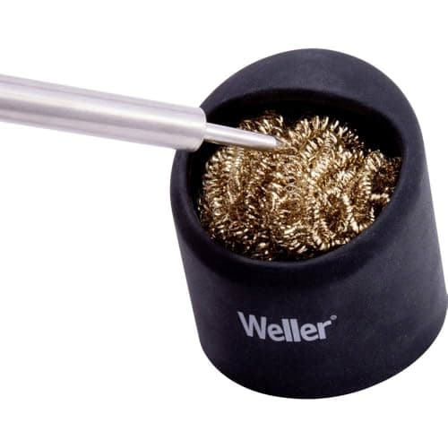 Image of Weller WLACCBSH-02 Soldering Brass Sponge Tip Cleaner, with Silicone Holder, Black
