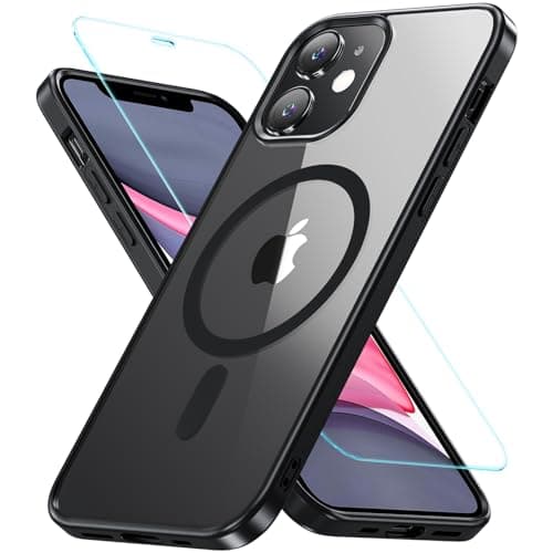 Image of OWKEY Magnetic for iPhone 11 Case, Compatible with MagSafe Military-Grade Protection with Screen Protector, Anti-Yellowing Shockproof Protective Phone Case for iPhone 11 (Black)