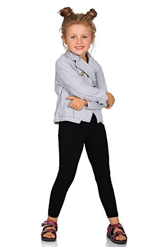 Image of FUTURO FASHION Girls Children Full Length Plain Cotton Leggings Cycling Casual Wear Infant Trousers Leggings Solid Tights Pants for Kids Black 4 Years Child