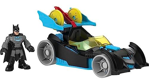 Image of Imaginext DC Super Friends Batman Toy Bat-Tech Racing Batmobile with Lights & Poseable Figure for Preschool Kids Ages 3+ Years, HFD48