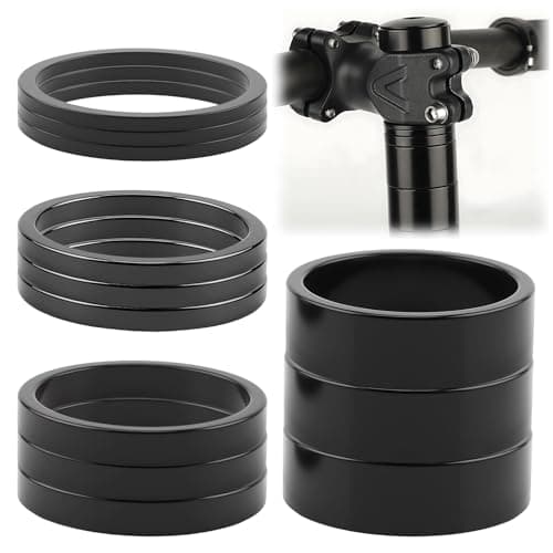 Image of 12pcs Bike Headset Spacer Set 1-1/8 Inch , 28.6mm Aluminium Alloy Bicycle Stem Spacers In 2mm, 3mm, 5mm, 10mm, Lightweight Mtb Road Bike Head Tube Spacers for Height Adjustment And Handlebar Setup