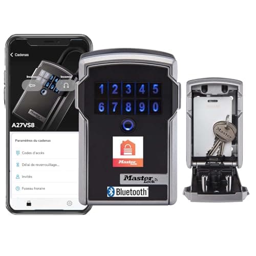 Image of MASTER LOCK Smart Connected Key Safe Wall Mounted, Bluetooth or Combination Lock, Medium 83 x 127 x 59 mm, Outdoor, for Home Office Industries Vehicles
