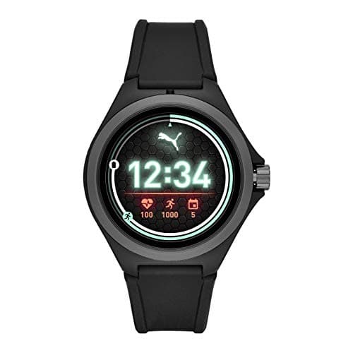 Image of PUMA Sport - Men's 44mm Heart Rate Smartwatch, Black Silicone Band Lightweight Touchscreen - PT9100