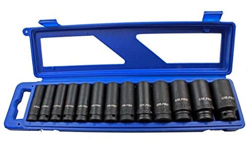Image of US Pro 13pc 1/2'' Dr 12 Sided Metric Deep Impact Socket Set Sockets 1683