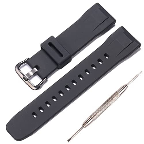 Image of 24mm Silicone Quick release Watch Band Compatible with Casio PRG-650Y PRG-600 PRW6600 Men's Rubber Strap Replacement For Pro Trek PRG-650Y wristband Bracelet (Black Black Buckle)
