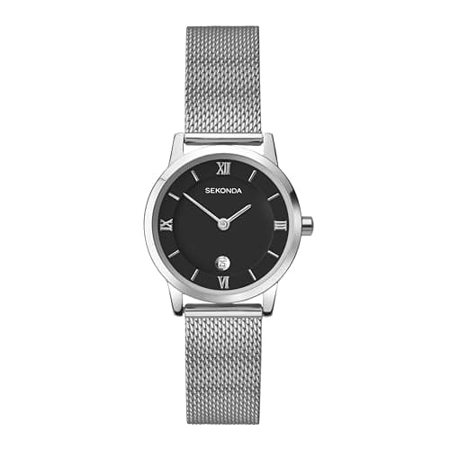 Image of Sekonda Women's Quartz Watch with Black Dial Analogue Display and Silver Stainless Steel Bracelet 2102.27