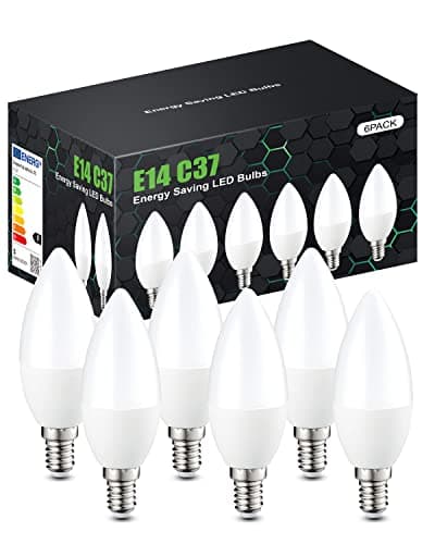 Image of tuare E14 LED Light Bulb, 5W 400 Lumens E14 LED Light Bulb Cool White 6000K, 40W Equivalent SES Small Edison Screw Light Bulbs, CRI 80 Candle Bulb, Non Dimmable - Pack of 6