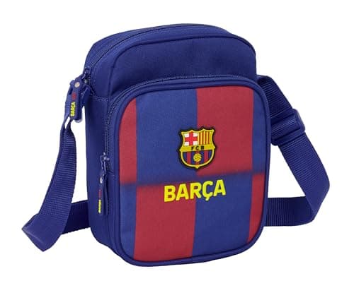 Image of safta F.C. Barcelona 1st Equipment 25/26 Shoulder Strap with External Pocket, Card Case, Comfortable and Versatile Shoulder Strap, Quality and Durability, 16 x 6 x 22 cm, Blue/Maroon, M, Casual, Blue