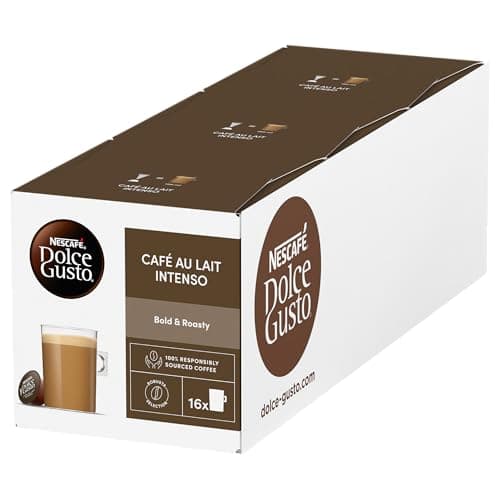 Image of NESCAFÉ Dolce Gusto Café Au Lait Intenso Coffee Pods, Bold & Roasty, 3 Packs of 16 Capsules (Total 48 Drinks)