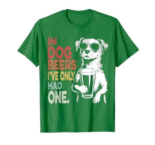 Image of in Dog Beers I've Only Had One Funny Retro Beer Pun Bar Pub T-Shirt, Men, Kelly Green, XX-Large