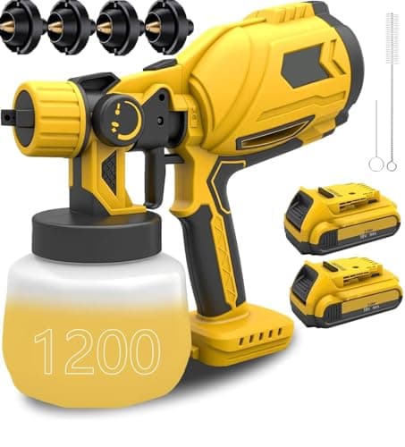 Image of Cordless Paint Sprayer Compatible with Dewalt Battery, Fence Paint Sprayer with 4 Nozzles, 3 Spray Patterns, HVLP Spray Gun for Home Interior and Exterior Painting(2x 3.0Ah Battery)