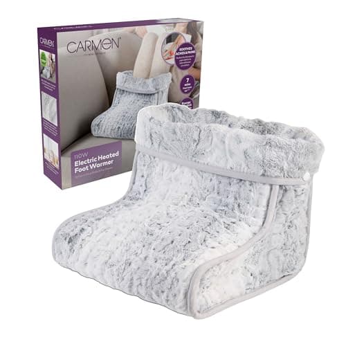 Image of Carmen Comfort Electric Heated Foot Warmer, Ultra-Warm Faux Rabbit Fur, Fast Heat up, 4 Heat Settings, Integrated Heating Technology, Machine Washable, 110W, Grey, C81285GRY