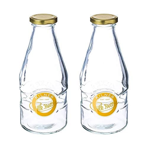 Image of Kilner Twist Top Milk Bottle 1/3 Pint 568ml Clear (Pack of 2)