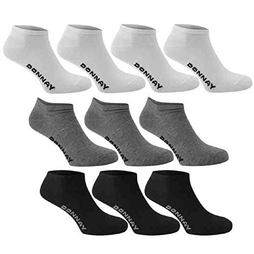 Image of Donnay Ankle Trainer Sports Socks For Men Women And Children (7-11 UK / EU 40-45, White/Grey/Black)