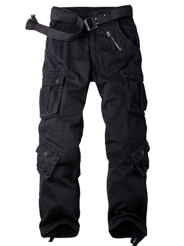 Image of AKARMY Womens Cargo Pants Camo Outdoor Casual Ripstop Military Combat Work Pants with 9 Pockets Black 10