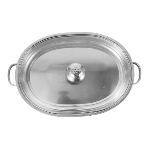 Image of Cabilock Grilled Fish Platter Stainless Steel Oval Buffet Tray for Kitchen Use with Easy to Hold Design and Convenient Storage and Party Serving