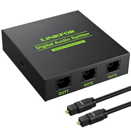 Image of LiNKFOR Optical Audio Splitter 1x3 SPDIF Toslink Optical Splitter Aluminum Alloy 1 IN 3 OUT Support LPCM 2.0 DTS for Dolby-AC3 Compatible with PS3 DVD HDTV STB