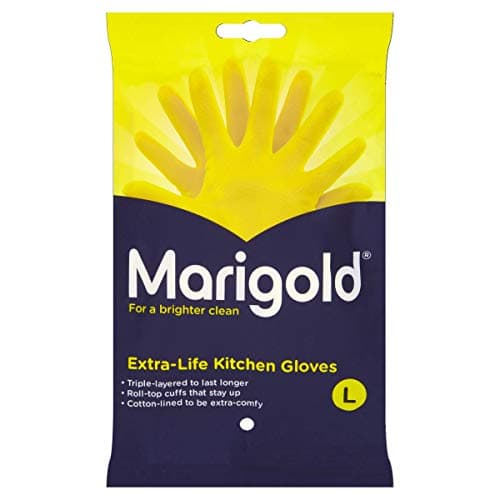 Image of Marigold Unisex El Gloves-large-1 Pair Marigold Extra Life Kitchen Gloves Large, Yellow, L (Pack of 1) (Packaging may vary)