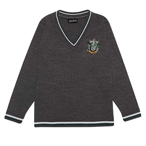 Image of Harry Potter Slytherin House Knitted Jumper, Kids, 5-13 Years, Charcoal, Official Merchandise