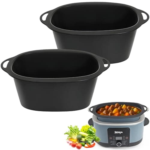 Image of BYKITCHEN Silicone Slow Cooker Liners Compatible with Ninja Foodi Possible Cooker 8 in 1 MC1001UK, MC1001UKSTGD, MC1001UK Series, 2Pcs Reusable Silicone Liner, Ninja Slow Cooker Accessories