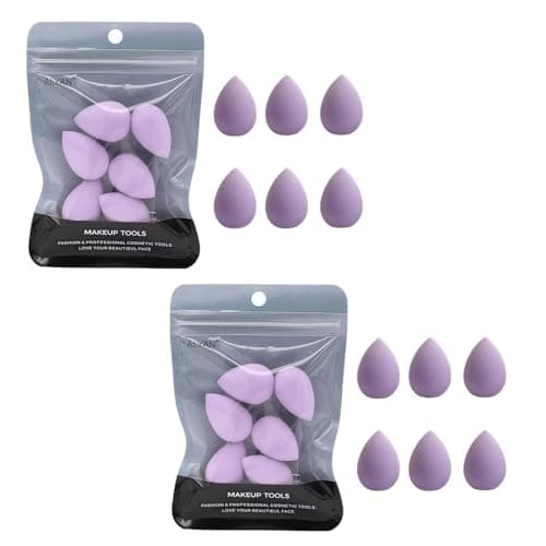 Image of 12 Pcs Mini Makeup Sponge Small Beauty Sponge Blender Set for Foundation, Powder, Concealer Highlight,and Eye Shadow, Purple