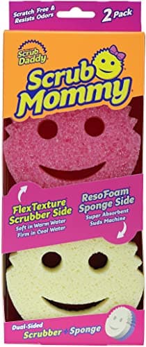 Image of Scrub Daddy Scrub Mommy Cleaning Sponges - Dual Sided Non Scratch Sponge Scourers, Smiley Kitchen Sponges for Dishwashing & Bathroom, FlexTexture Dish Scrubber Sponge, Pink Twin Pack