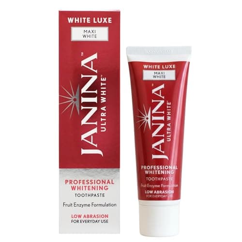 Image of Janina Ultra White 75ml White Luxe Maxi White Toothpaste | Natural Fruit Enzyme Whitening | Low Abrasion Formula | Stain Removal & Plaque Control | Vegan & Cruelty Free