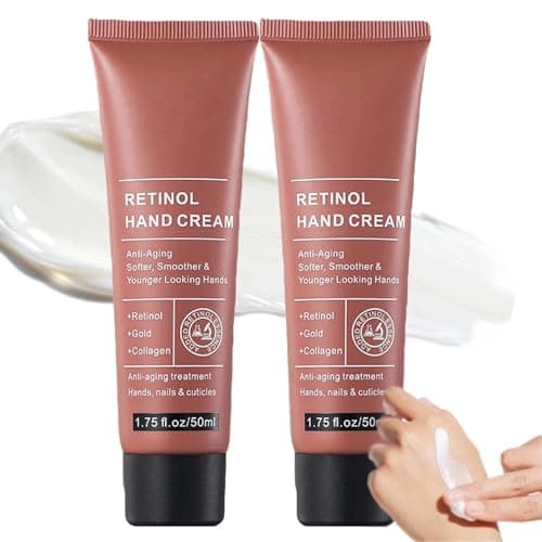Image of Retinol Anti-Aging Hand Cream for Dry Cracked Hands - Firming & Moisturising Treatment, Intense Hydration, Visibly Reduces Wrinkles & Restores Elasticity, Care for Skin, Nails & Cuticles, 2PCS